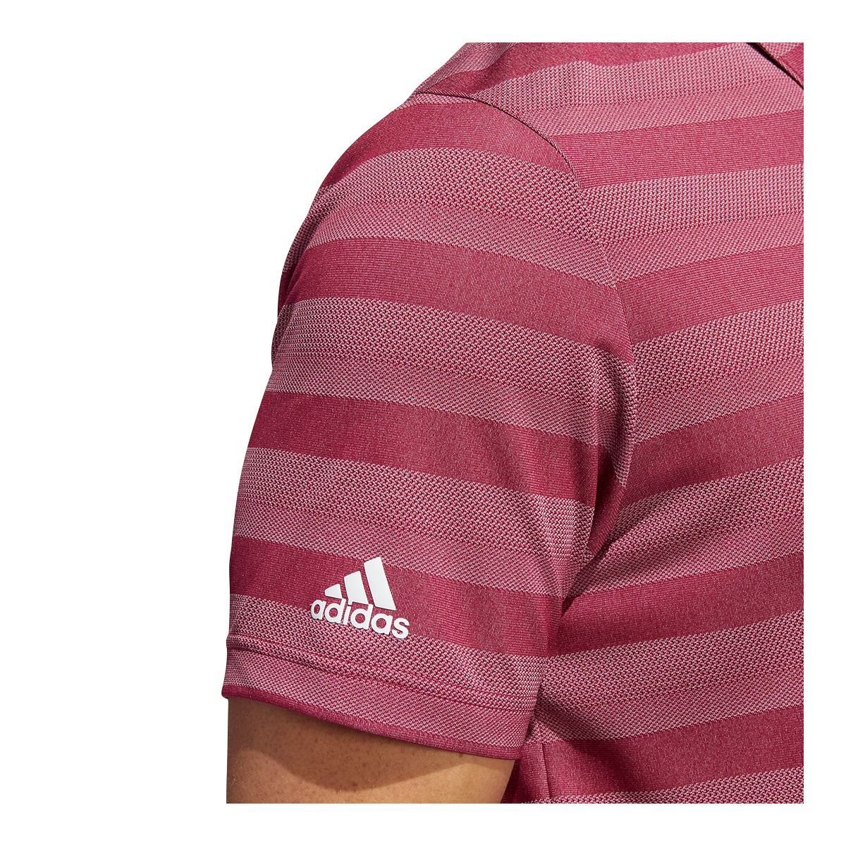 adidas Golf Men's Two Color Stripe Primegreen Short Sleeve Polo T Shirt, Regular Fit