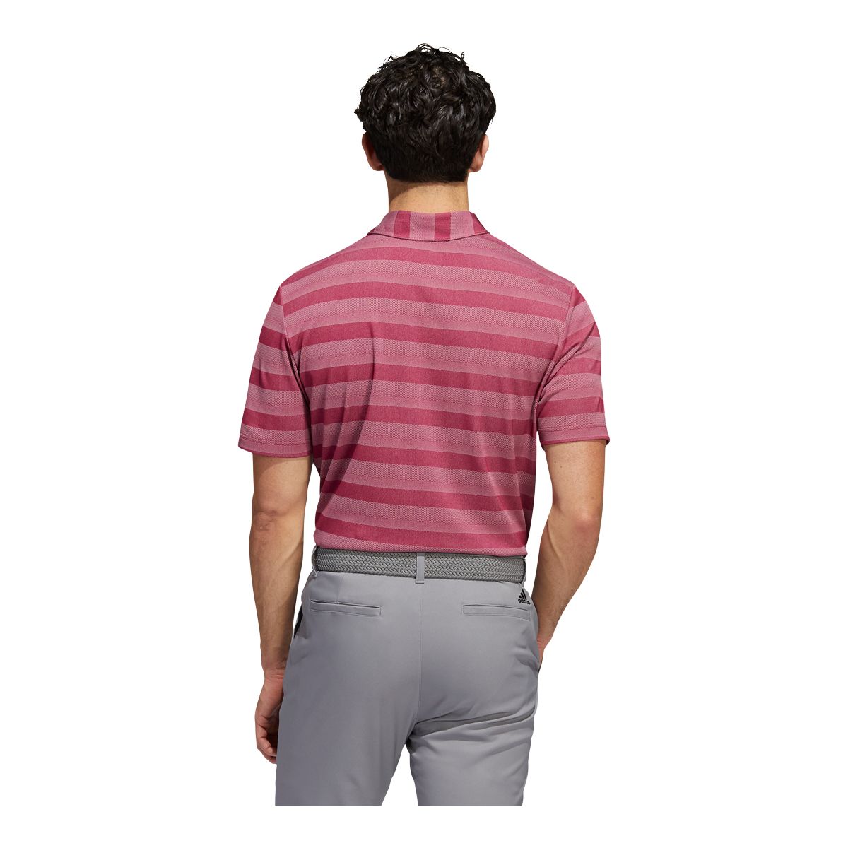 adidas Golf Men's Two Color Stripe Primegreen Short Sleeve Polo T Shirt, Regular Fit