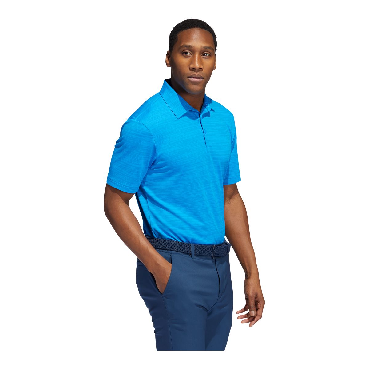 adidas Golf Men's Spacedye Stripe Primegreen Short Sleeve Polo T Shirt, Regular Fit