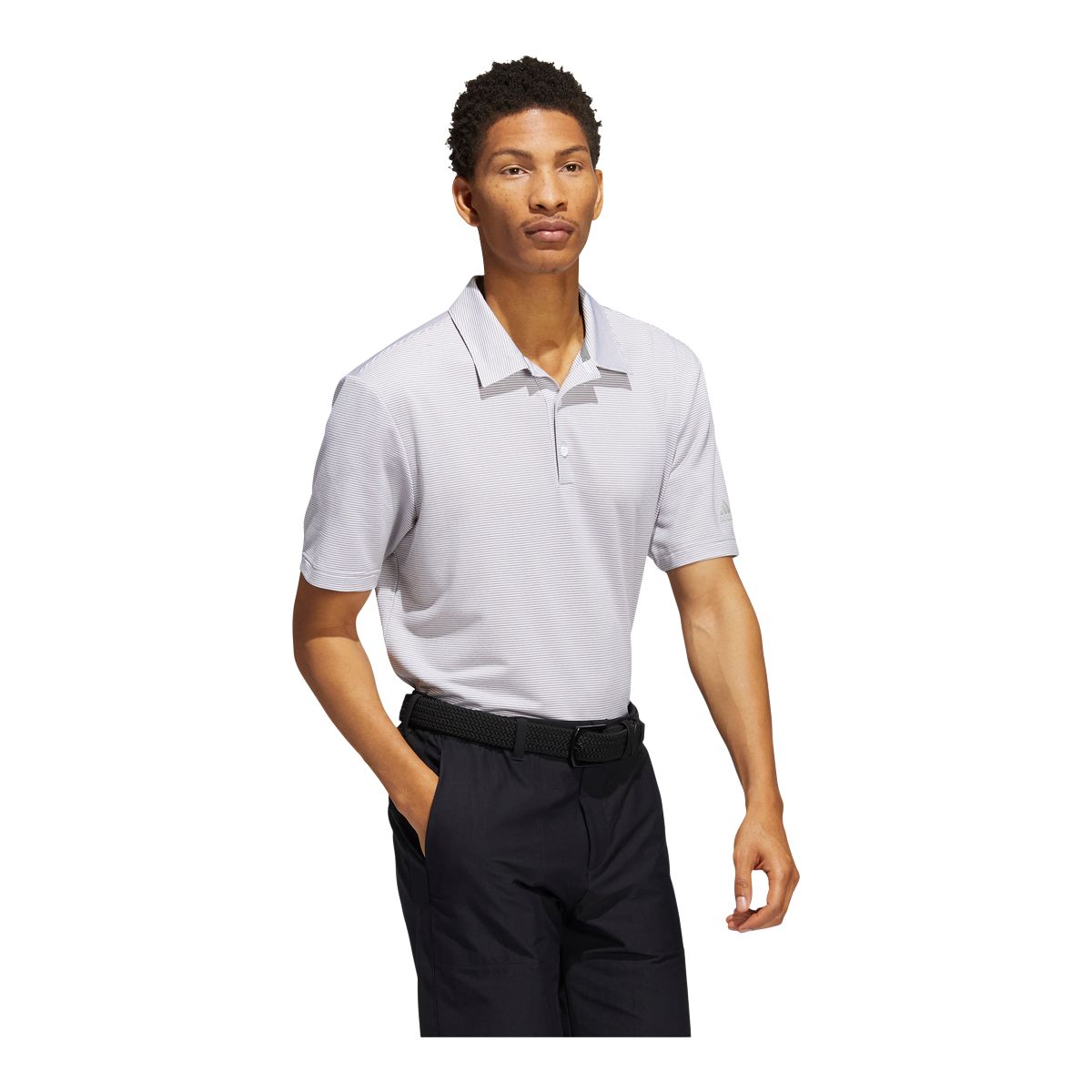 adidas Golf Men's Ottoman Stripe Primegreen Short Sleeve Polo T Shirt