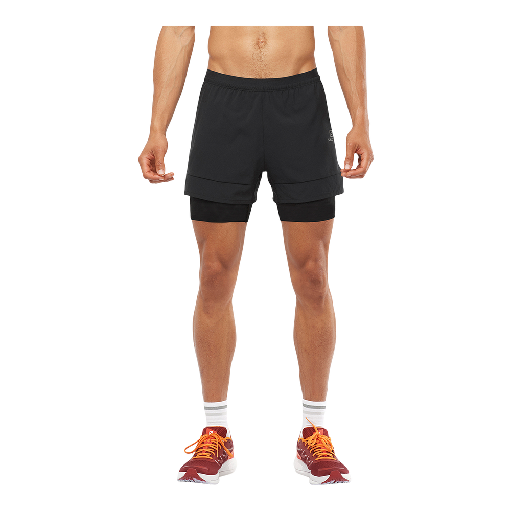 Salomon Men's Cross 2-in-1 Running Shorts, Slim Fit Quick-Dry