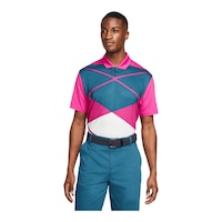 Nike Golf Men's Vapor Argyle Short Sleeve Button Down Polo T Shirt, Dri-Fit Front_Flat