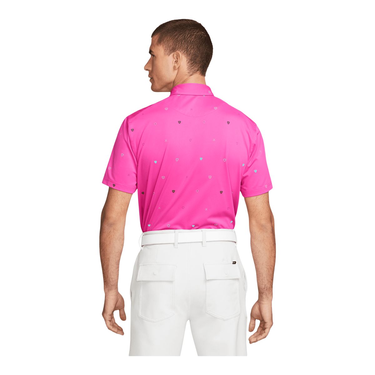 Nike Golf Men's Player Heritage Print Short Sleeve Button Down Polo T Shirt, Dri-Fit