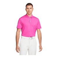 Nike Golf Men's Player Heritage Print Short Sleeve Button Down Polo T Shirt, Dri-Fit Front_Flat