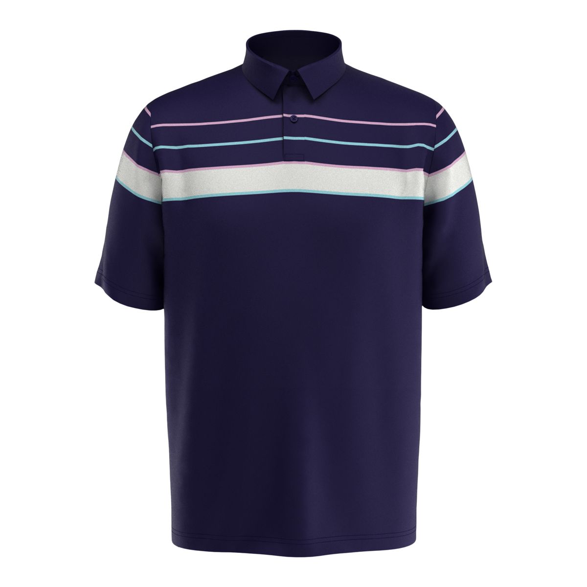 Callaway Men's Ventilated Stripe Short Sleeve Golf Polo T Shirt, Breathable