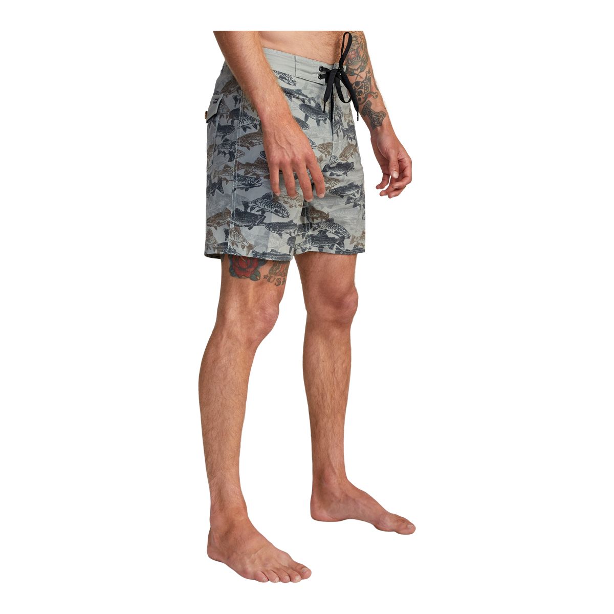 RVCA Men's Horton Fish Camo Swim Boardshorts, 18", 4-Way Stretch