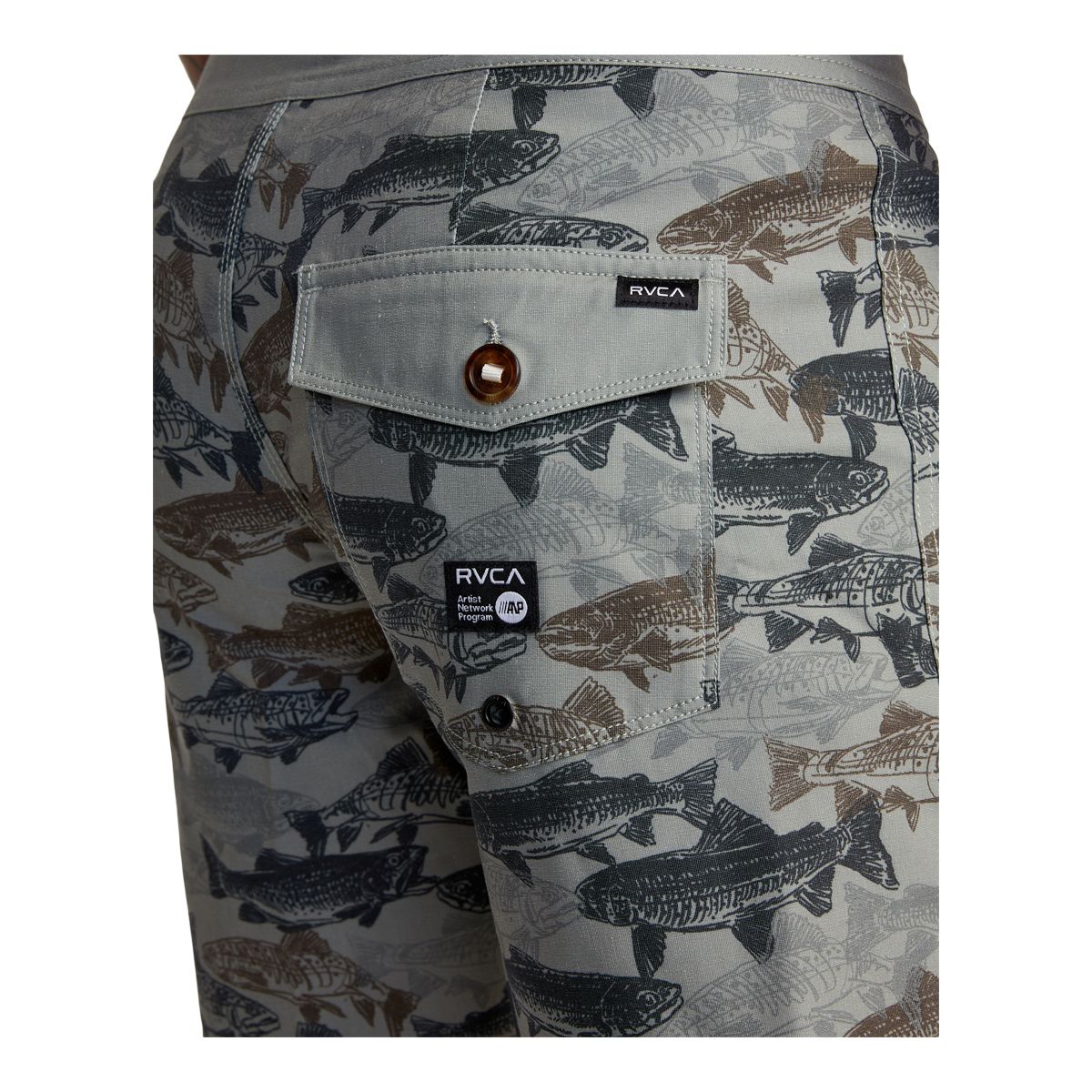 RVCA Men's Horton Fish Camo Swim Boardshorts, 18", 4-Way Stretch