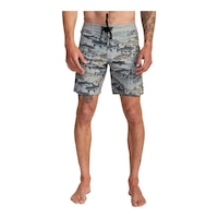 RVCA Men's Horton Fish Camo Swim Boardshorts, 18", 4-Way Stretch Front_Flat