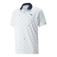 PUMA Golf Men's MATTR Egret Short Sleeve Polo T Shirt, Breathable Front_Angled_Left
