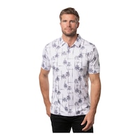 TravisMathew Men's Finally Here Short Sleeve Golf Polo T Shirt Front_Flat