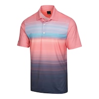 Greg Norman Golf Men's Stripe Print  Short Sleeve Golf Polo T Shirt, UPF 50 Front_Angled_Left