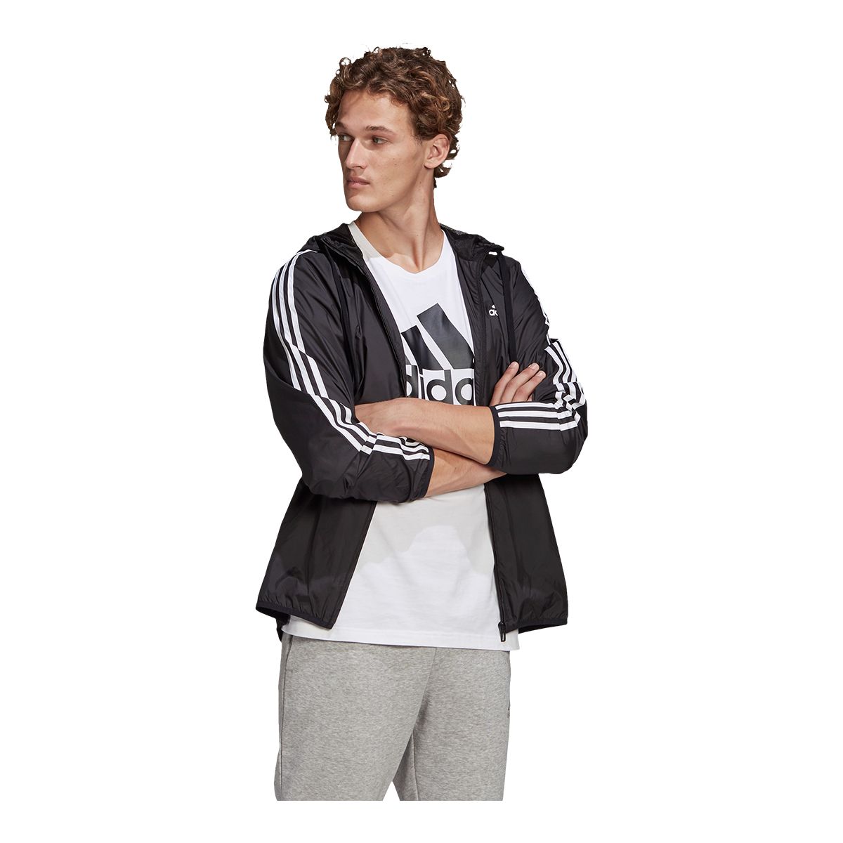 adidas Men's 3-Stripes Woven Windbreaker