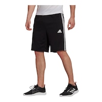 adidas Men's D2M 3-Stripes 10" Shorts, Regular Fit, Gym, Drawstring Front_Angled_Left
