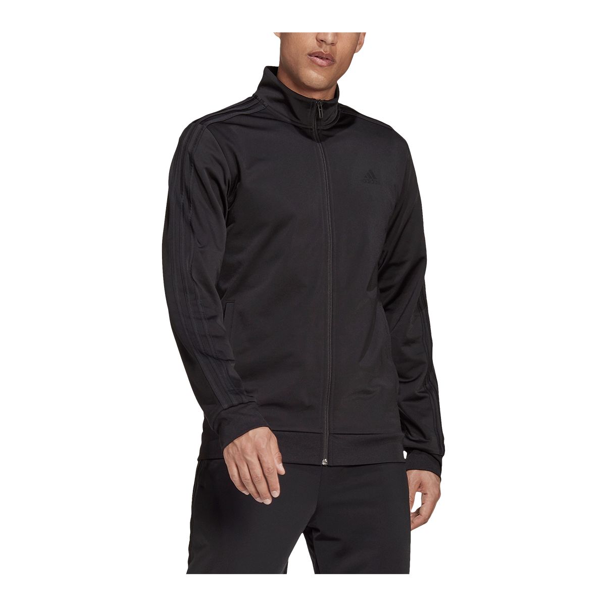 Adidas jacket clearance black stripes