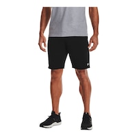 Under Armour Men's Project Rock Terry 10.5" Shorts, Loose/Relaxed Fit, Gym, Drawstring Front_Flat