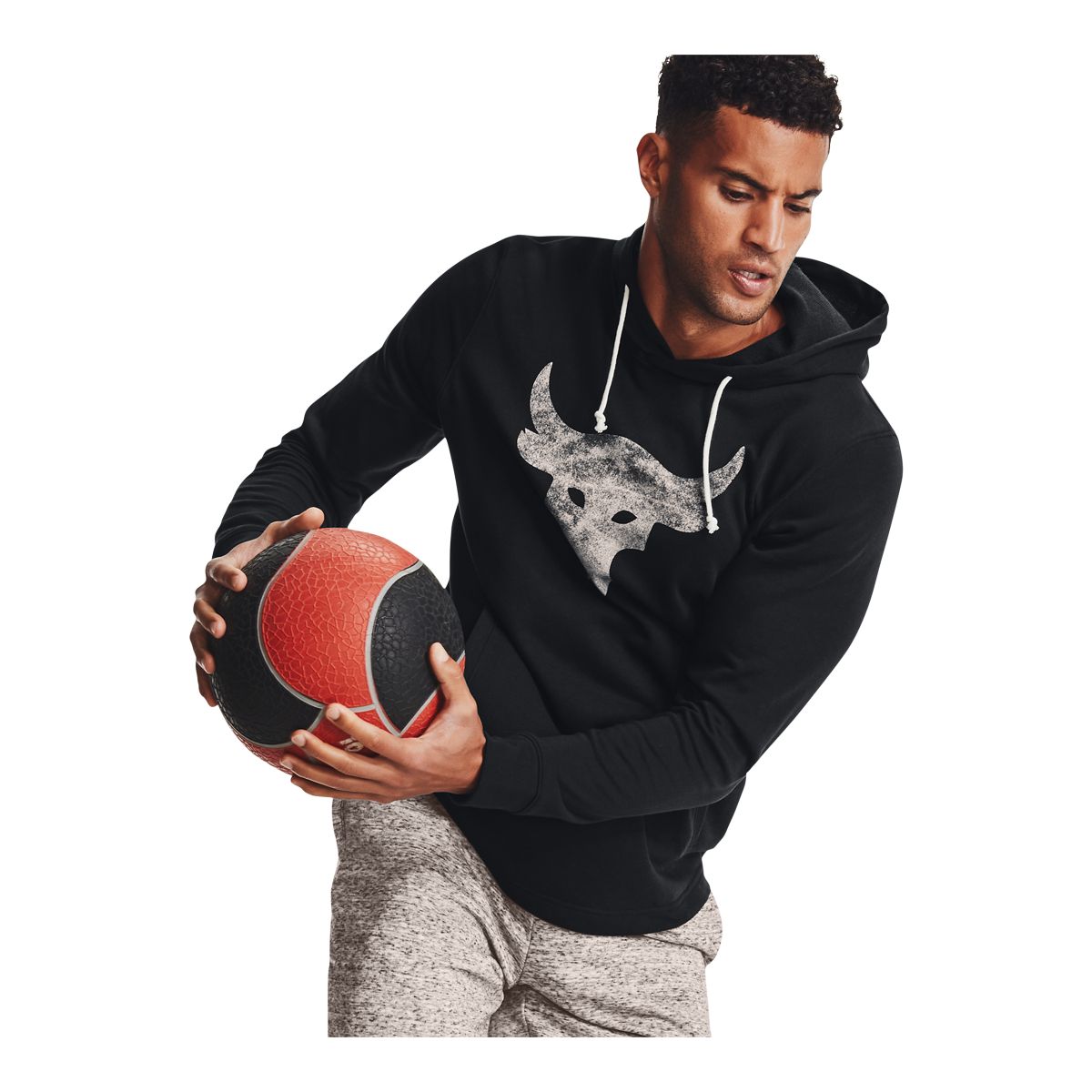Under Armour Men's Project Rock Terry Bull Pullover Hoodie, French Terry