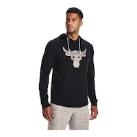 Under Armour Men's Project Rock Terry Bull Pullover Hoodie, French Terry Front_Angled_Right