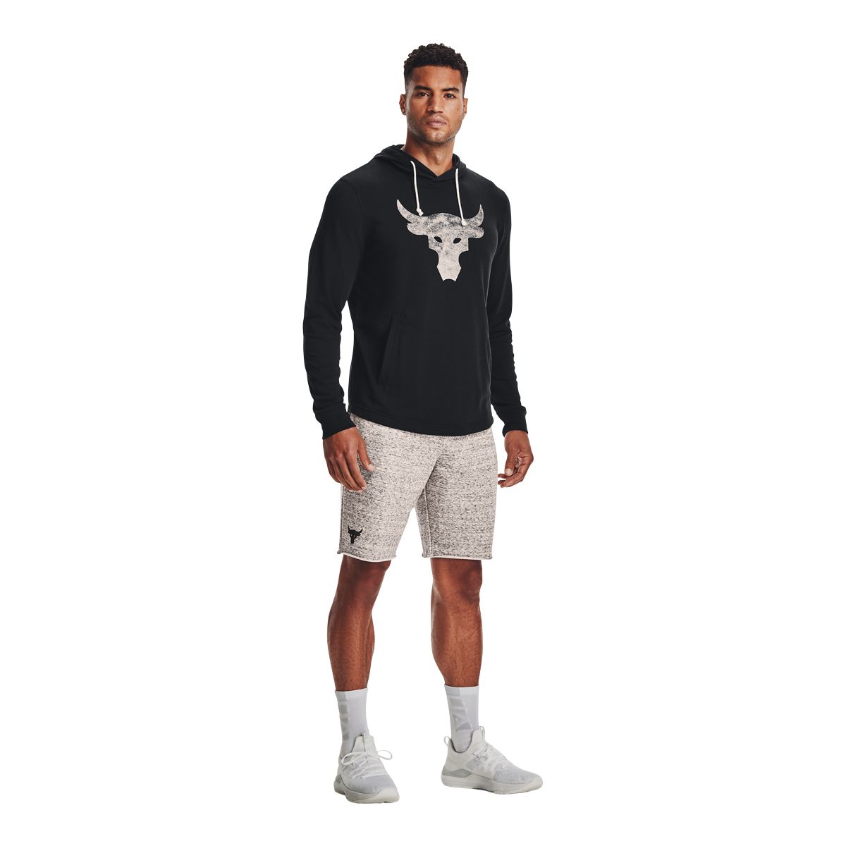 Under Armour Men's Project Rock Terry Bull Pullover Hoodie, French Terry