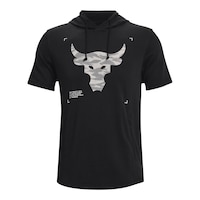 Under Armour Men's Project Rock Terry Bull Short Sleeve Training Hoodie Front_Flat