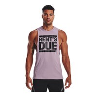 Under Armour Men's Project Rock Rents Due Tank Top, Soft, Cotton-Blend, Sleeveless Front_Flat