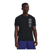 Under Armour Men's Run Anywhere Stack Graphic T Shirt Front_Angled_Right
