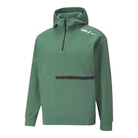 PUMA Men's RAD/CAL Powerfleece 1/2 Zip Hoodie Front_Three_Fourths_Angled_Left