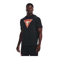 Under Armour Men's Project Rock Brahma Pullover Short Sleeve Hoodie Front_Angled_Left