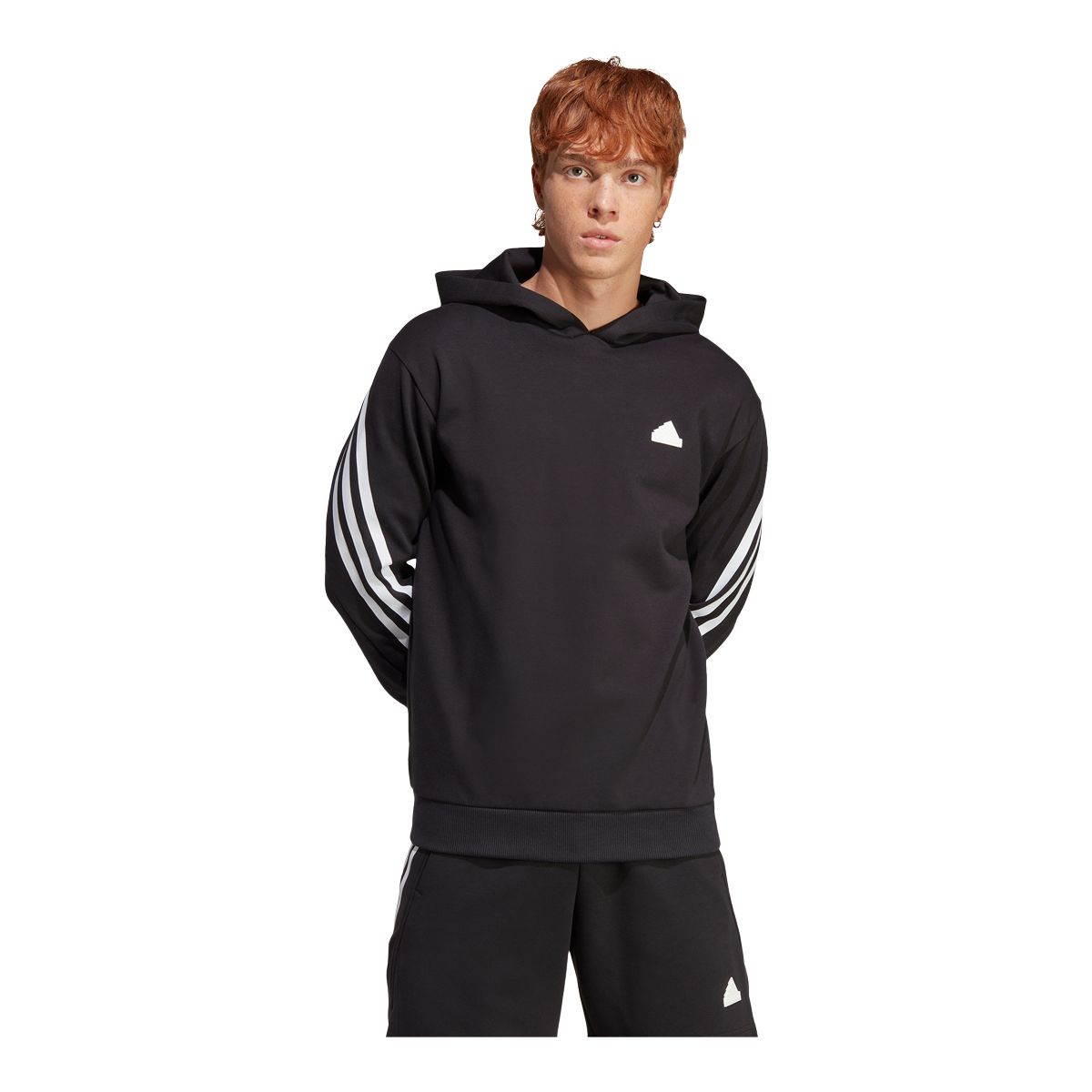 Adidas three 2025 stripe pullover hoodie