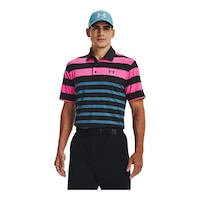 Under Armour Men's Playoff Polo 3.0 Stripe Polo T Shirt Front_Three_Fourths_Angled_Left