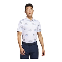 adidas Golf Men's All Over Print Polo T Shirt Front_Flat