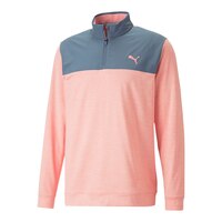 PUMA Men's Cloudspun Colorblock 1/4 Zip Long Sleeve Top Front_Three_Fourths_Angled_Left