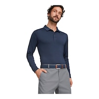 PUMA Men's You-V Long Sleeve Polo Shirt Front_Three_Fourths_Angled_Right