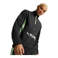 PUMA Men's Train Fit Woven Half Zip Long Sleeve Top Front_Angled_Right