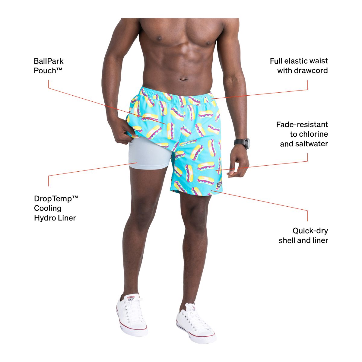 Saxx Men's Go Coastal 7 Inch 2 in 1 Volley Shorts