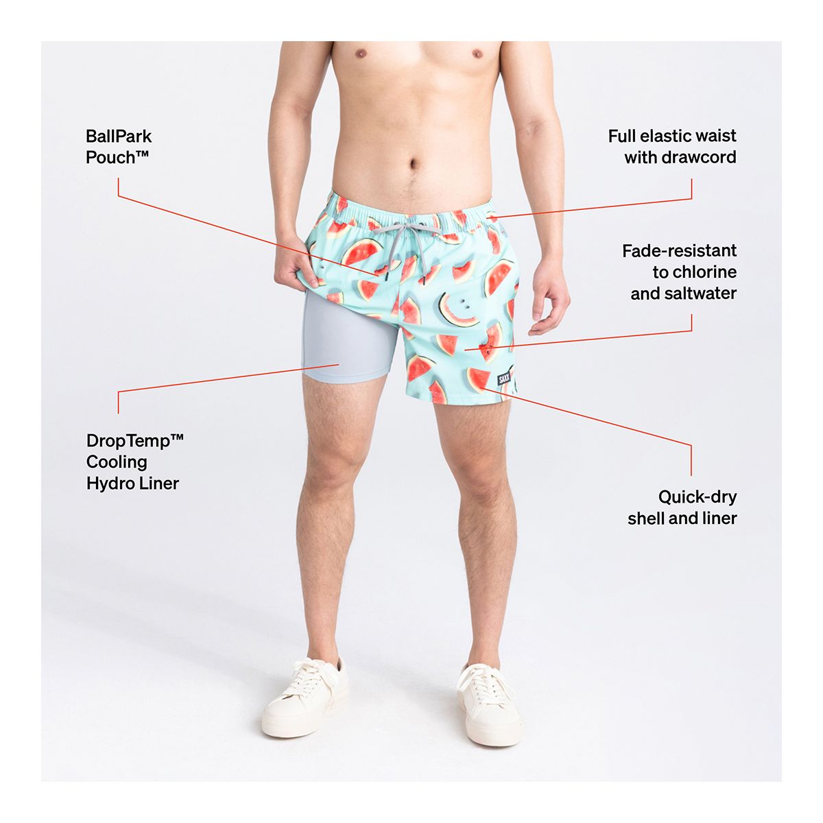 Saxx Men's Oh BUOY 5 Inch 2N1 Volley Shorts