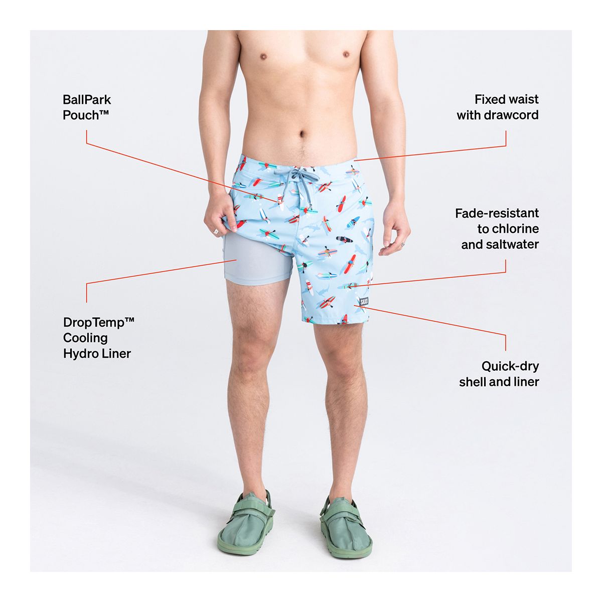 Saxx Men's Betawave 17 Inch 2N1 Boardshorts Peddlers Shorts