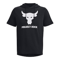Under Armour Men's Project Rock Brahma Terry Pullover Short Sleeve Hoodie Front_Flat