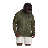 Under Armour Men's Project Rock Heavyweight Terry Full Zip Hoodie Front_Angled_Right