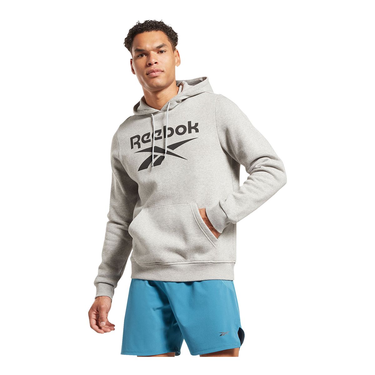 Reebok Men's Identity Fleece Stacked Logo Pullover Hoodie