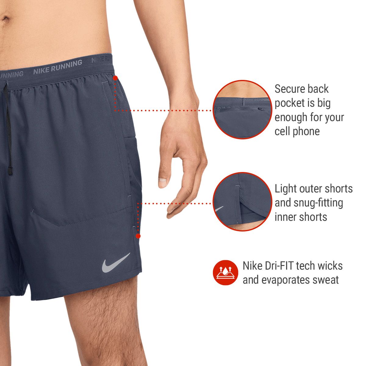 Nike Men's Dri-FIT Stride 2 in 1 5 Inch Shorts