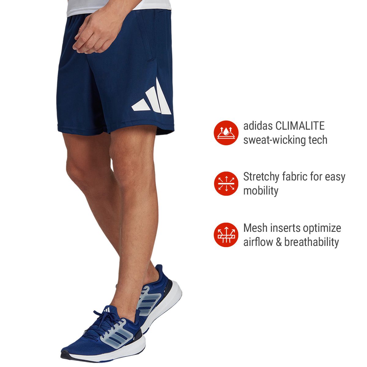 adidas Men's Training Essentials 3 Bar Shorts - 9"