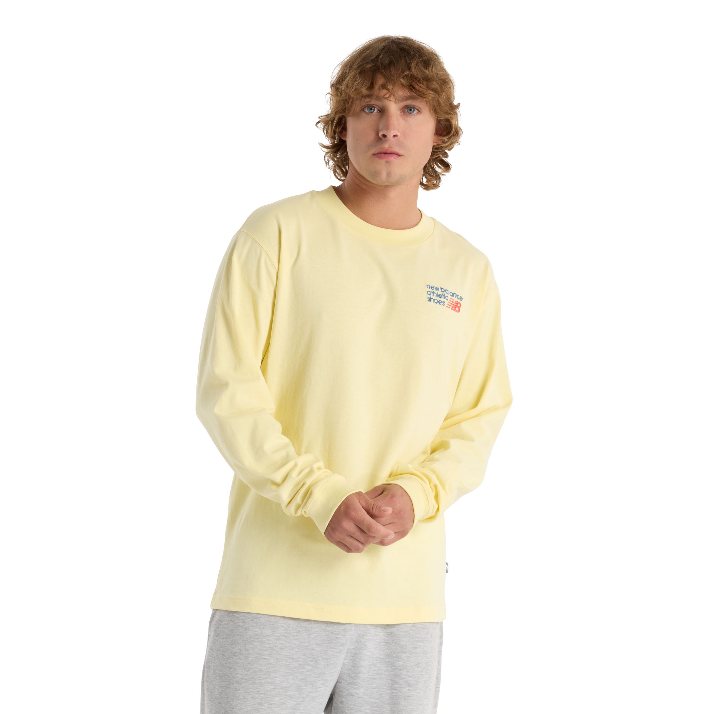 New Balance Men's Athletics BK Logo Long Sleeve T Shirt