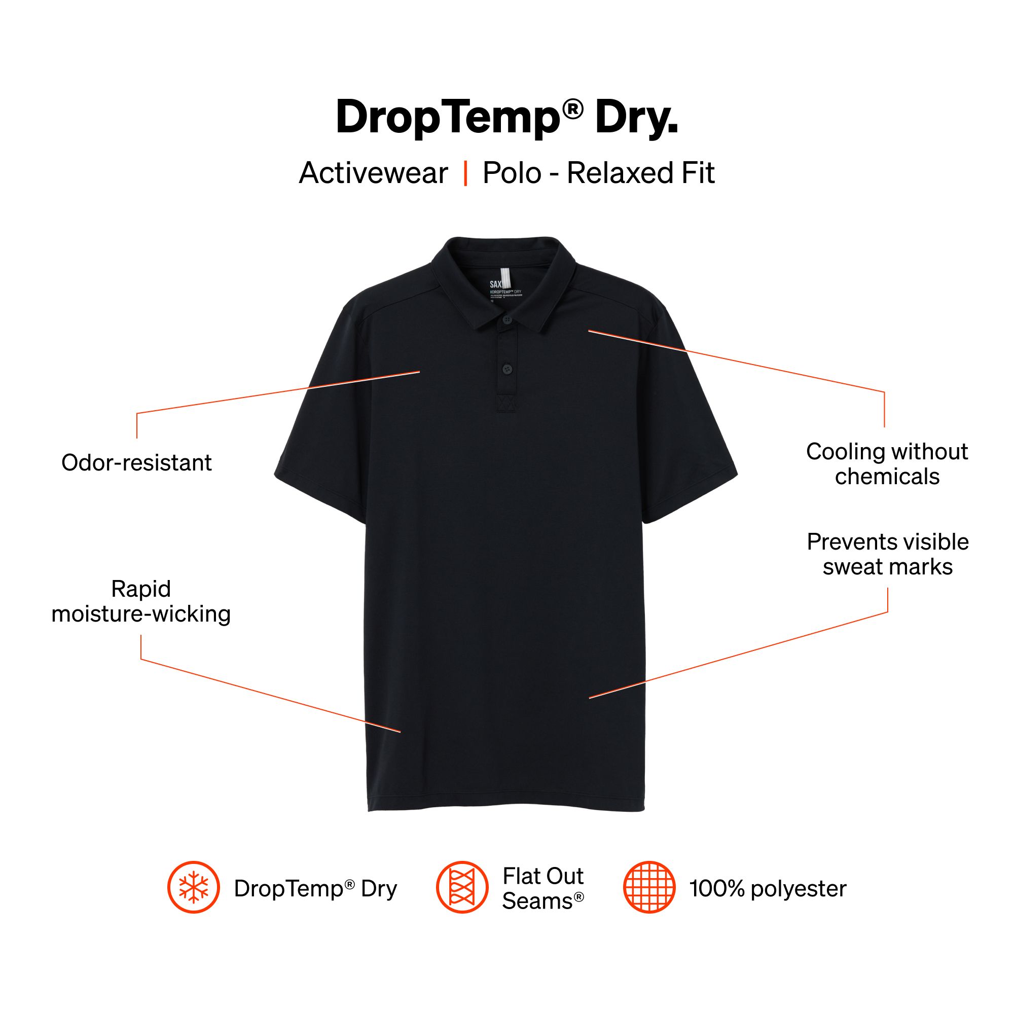 SAXX Men's DropTemp® Dry Polo T Shirt
