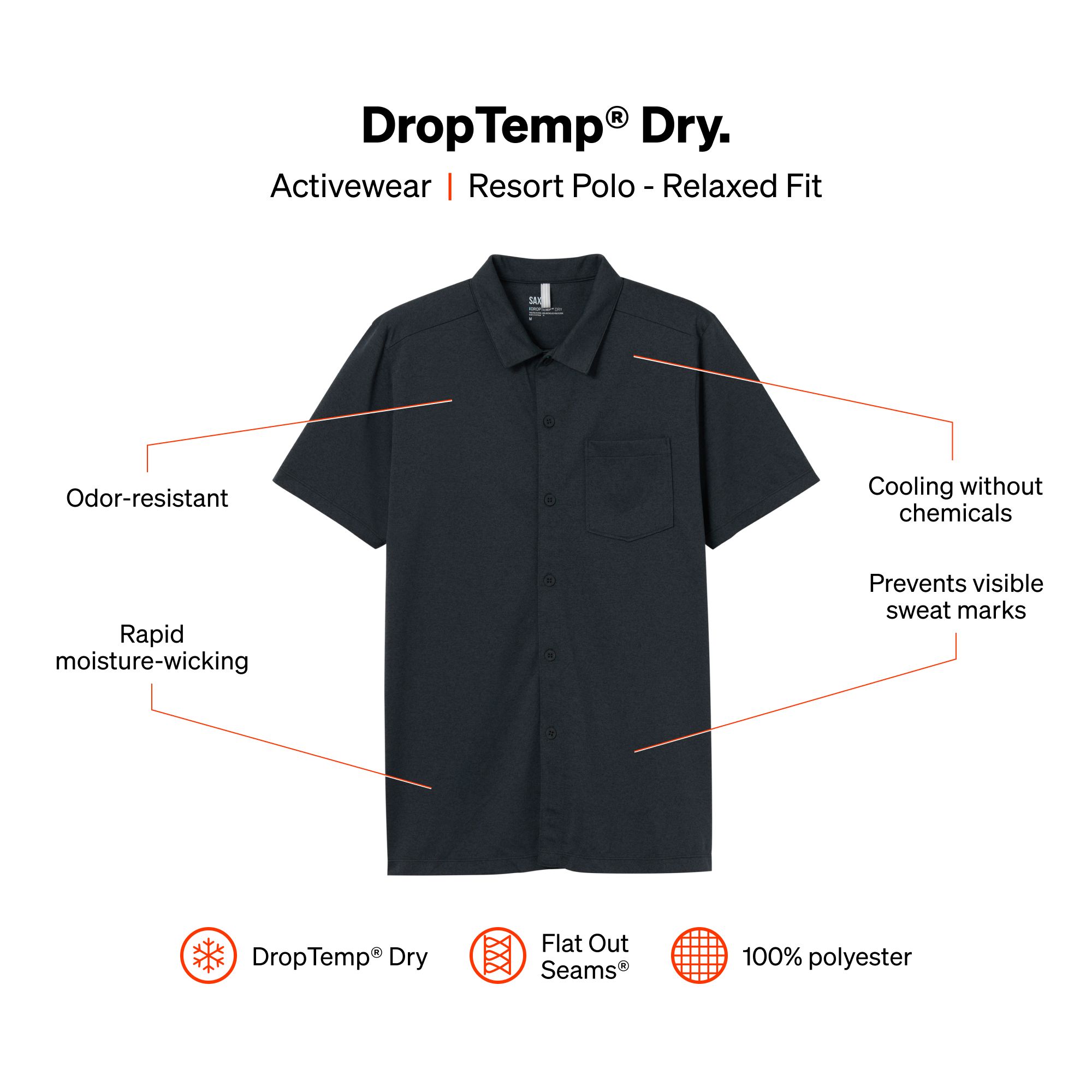 SAXX Men's DropTemp® Dry Resort Polo T Shirt