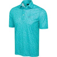 Greg Norman Golf Men's Shark Frenzy Print Polo T Shirt Front_Angled_Left