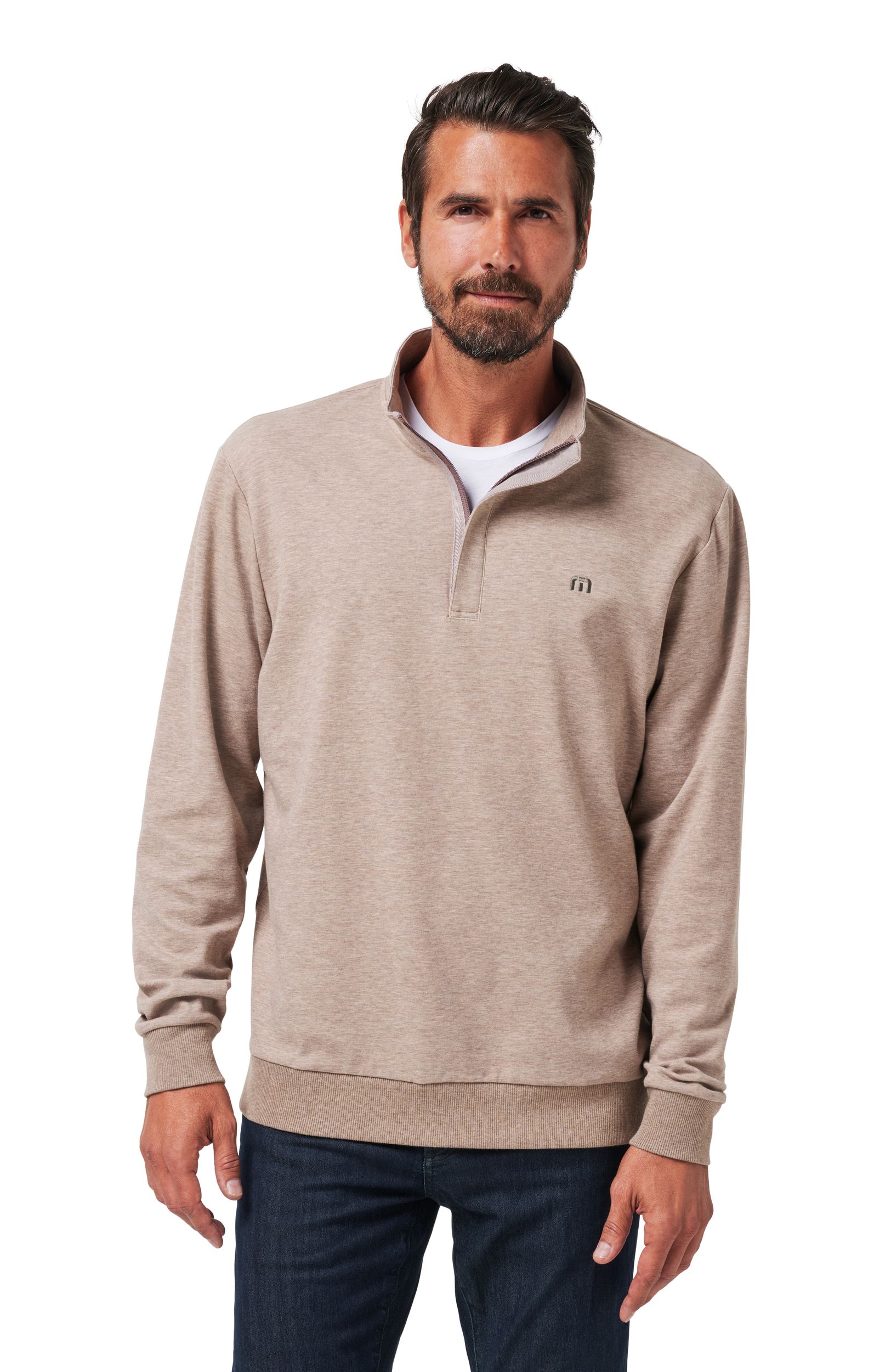 TravisMathew Men's Cloud 2.0 Quarter Zip Long Sleeve Polo Top