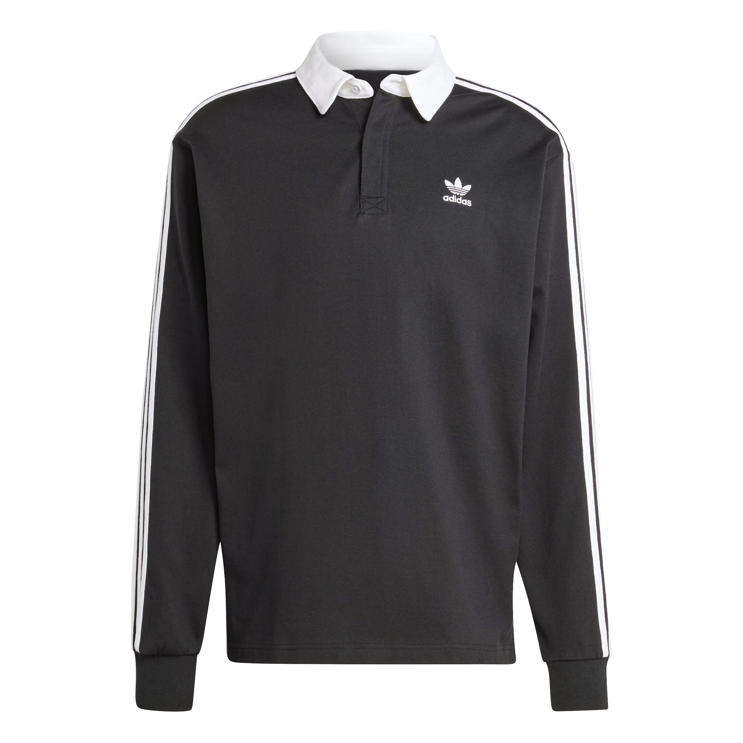 adidas Originals Men's 3-Stripe Rugby Long Sleeve Polo Top
