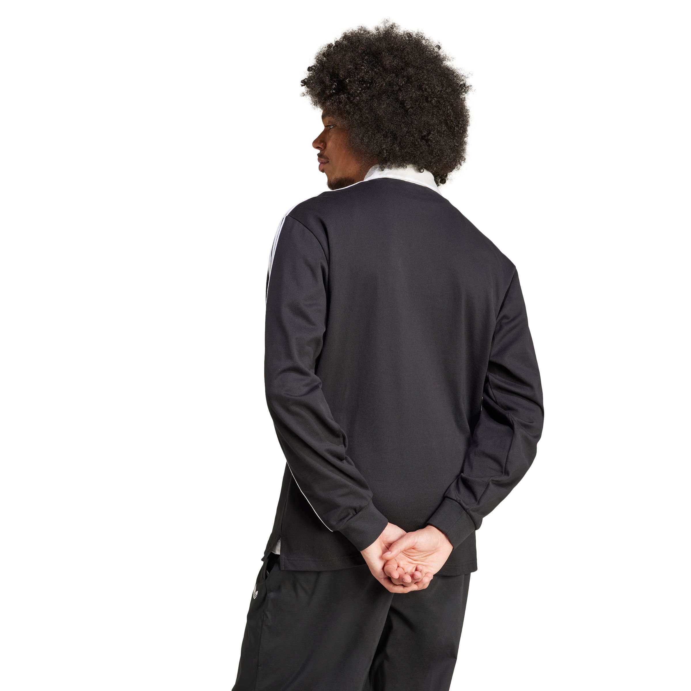 adidas Originals Men's 3-Stripe Rugby Long Sleeve Polo Top