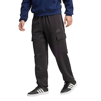 adidas Men's Fleece Loose Fit Athletic Cargo Pants Front_Angled_Left