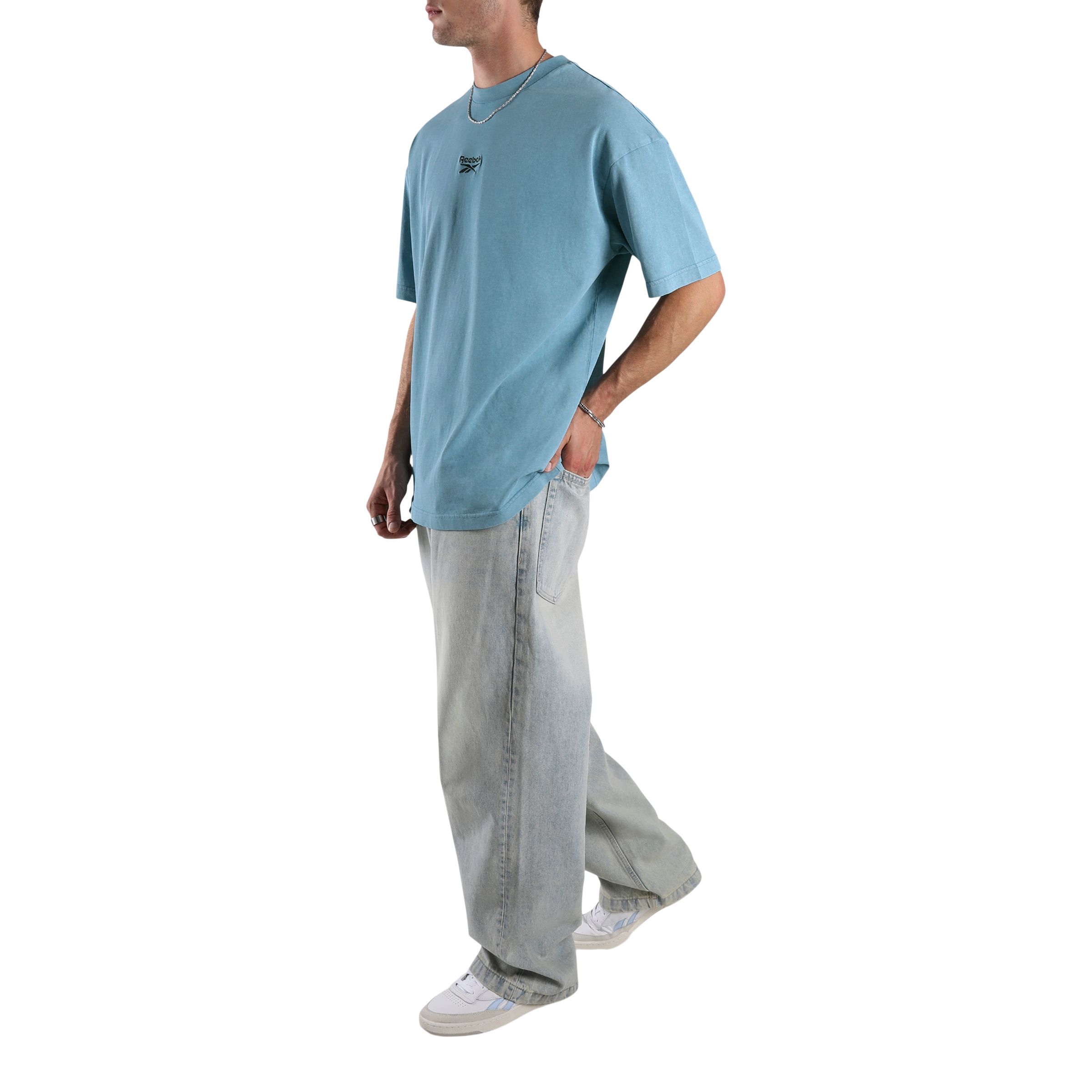 Reebok Men's Washed Oversized Garment-Washed Casual T-shirt